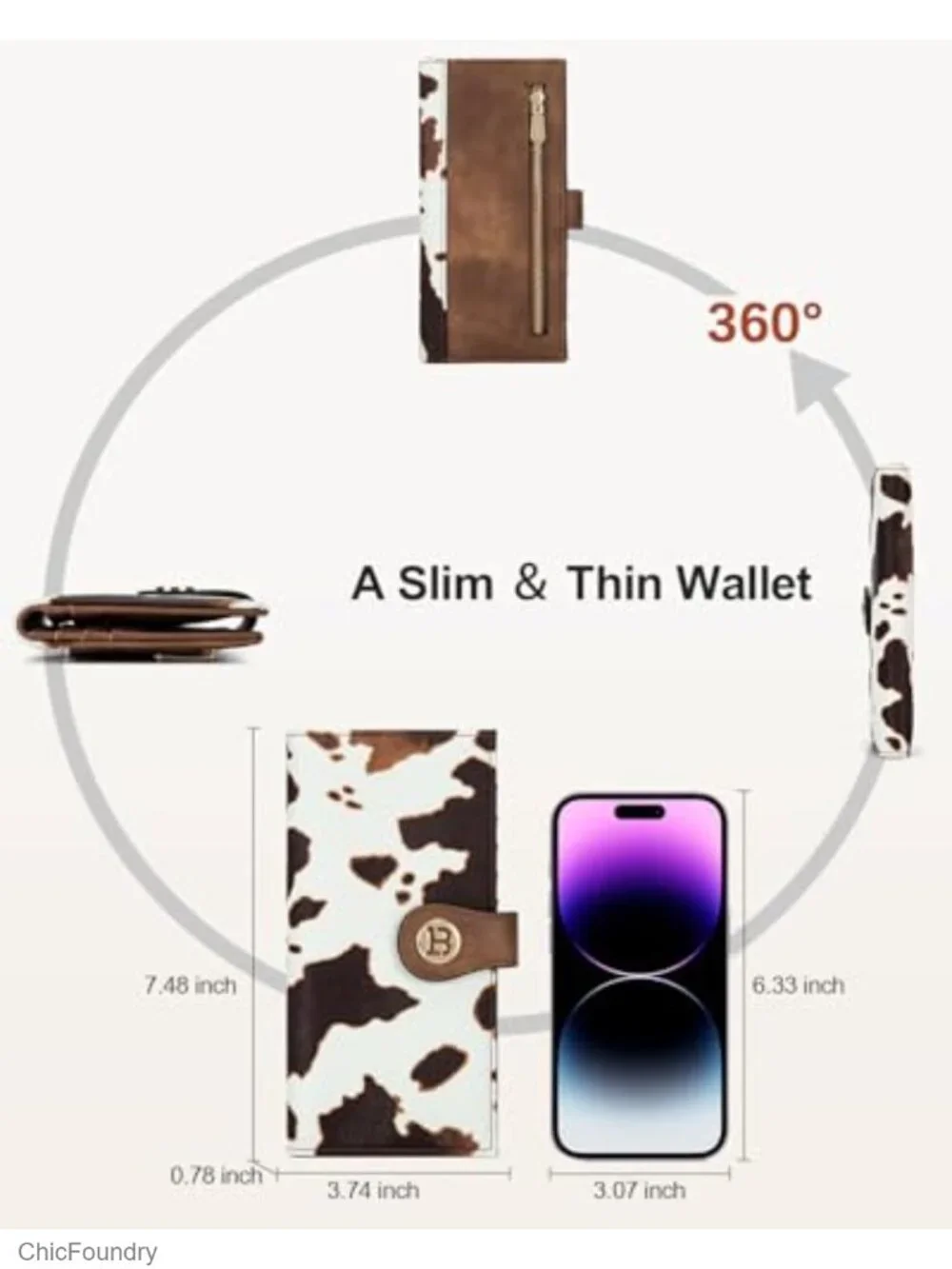 Slim Vegan Leather Bifold Wallet RFID Blocking Card Holder with Zipper Coin